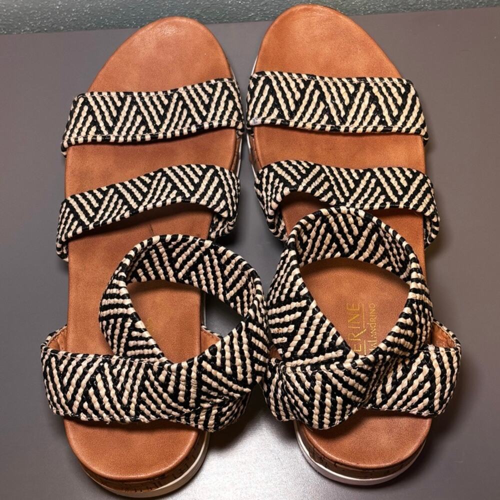 Catherine Malandrino Womens Woven Platform Sandals Black White Size 7.5 - Picture 7 of 10